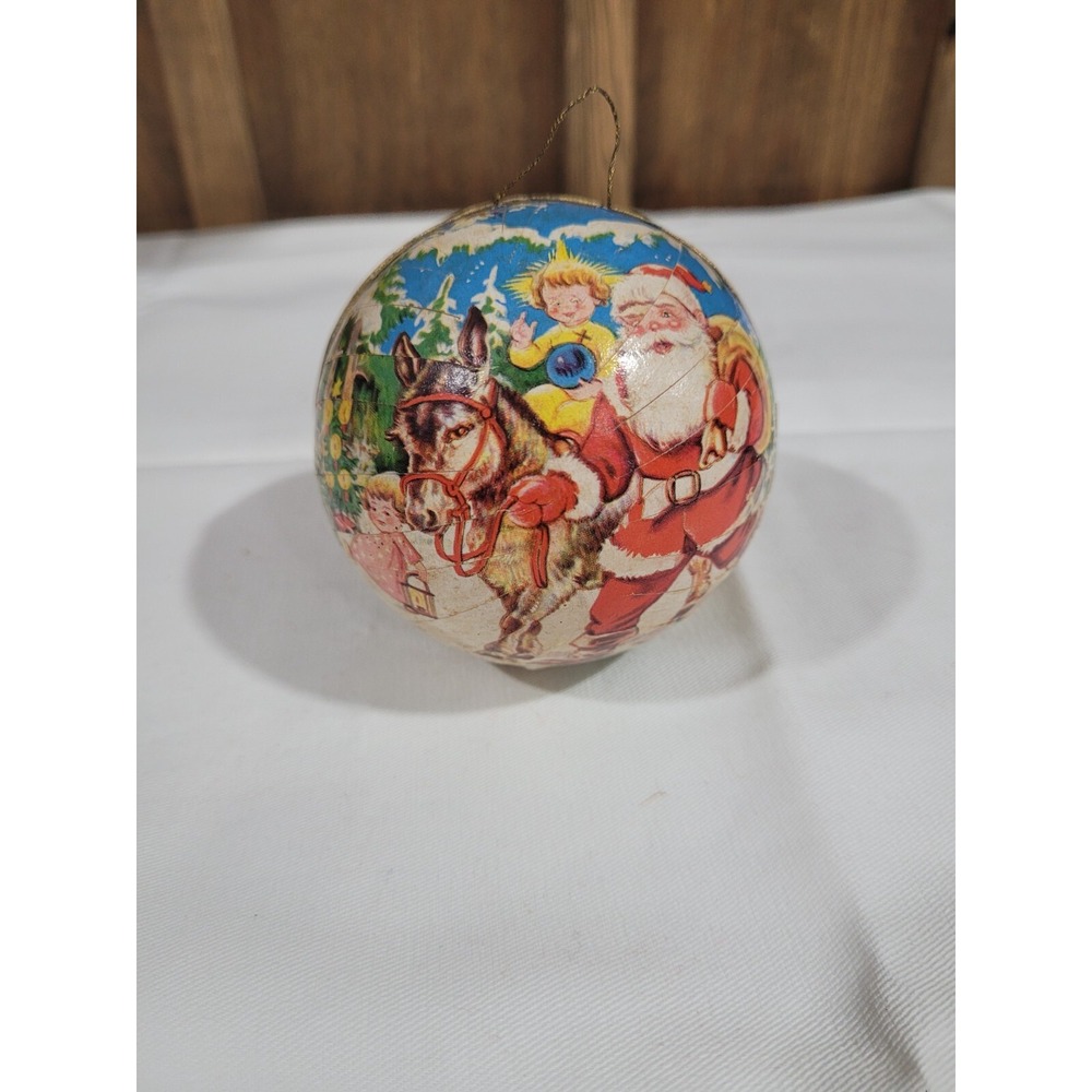 Vtg Paper Mache Christmas Candy Container Santa Western Germany